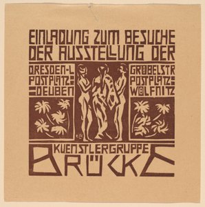 Zaproszenie...Wystawa grupy artystycznej Brücke Zaproszenie na wystawę..., 1906. autorstwa Ernst Ludwig Kirchner