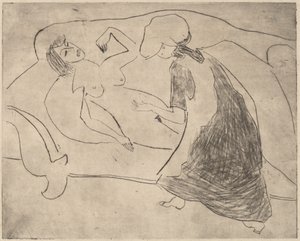 Dziewczyna z innym ocierającym brzuch, 1910. autorstwa Ernst Ludwig Kirchner