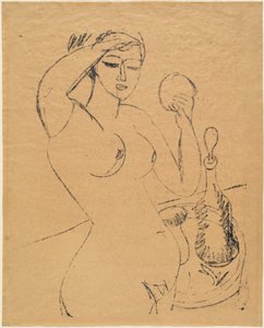 Naga dziewczyna w toalecie, 1912. autorstwa Ernst Ludwig Kirchner