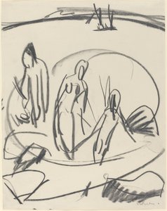 Trzech Kąpiących się w Morzu, ok. 1930 r. 1914. autorstwa Ernst Ludwig Kirchner