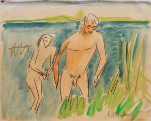 Kąpiących się w Moritzburgu autorstwa Ernst Ludwig Kirchner
