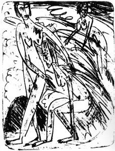 Kąpiący się w falach autorstwa Ernst Ludwig Kirchner