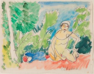 Kąpiący się w jeziorze, ok. 1907 (akwarela ołówkiem na papierze) autorstwa Ernst Ludwig Kirchner
