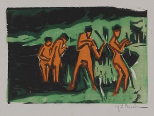 Kąpiący się rzucają trzciny autorstwa Ernst Ludwig Kirchner