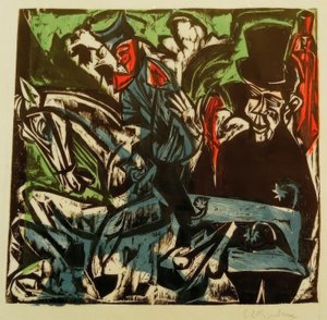 Schlemihl spotyka małego szarego człowieka na ulicy autorstwa Ernst Ludwig Kirchner