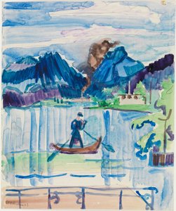 Jezioro górskie z wioślarzem autorstwa Ernst Ludwig Kirchner