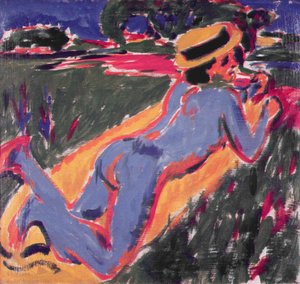 Niebieski akt z kapeluszem słomkowym, 1908