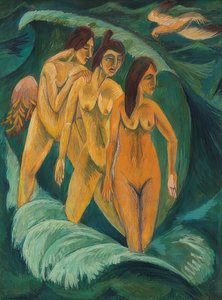 Trzech kąpiących się. 1913 autorstwa Ernst Ludwig Kirchner