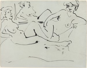 Dodo i starsza kobieta leżące przed lustrem autorstwa Ernst Ludwig Kirchner