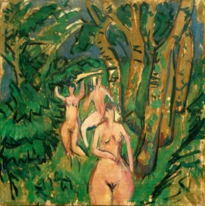 Trzy akty w lesie autorstwa Ernst Ludwig Kirchner