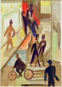 E.L.Kirchner, Scena uliczna z rowerem autorstwa Ernst Ludwig Kirchner