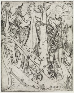 Przepędzanie kóz/cysterny z mlekiem po górskiej drodze autorstwa Ernst Ludwig Kirchner