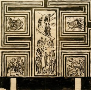 Projekt malowania długiej ściany sali bankietowej autorstwa Ernst Ludwig Kirchner