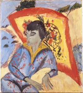Erna z japońskim parasolem, 1913. autorstwa Ernst Ludwig Kirchner