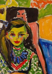 Fränzi przed rzeźbionym krzesłem. 1910 autorstwa Ernst Ludwig Kirchner