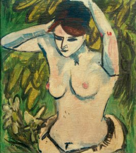 Pół aktu z podniesionymi rękami autorstwa Ernst Ludwig Kirchner