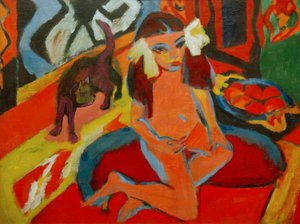 Dziewczyna z kotem, Fränzi autorstwa Ernst Ludwig Kirchner