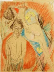 Malarz i naga kobieta (Autoportret z modelką) autorstwa Ernst Ludwig Kirchner