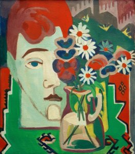 Głowa Millera z kwiatami autorstwa Ernst Ludwig Kirchner
