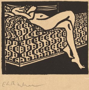 Naga dziewczyna leżąca na kanapie autorstwa Ernst Ludwig Kirchner