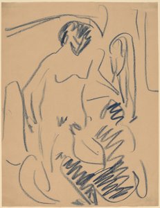 Akt na plaży autorstwa Ernst Ludwig Kirchner
