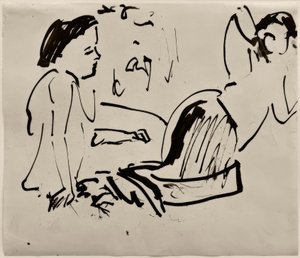 Bez tytułu (dwie kobiety, siedzące) autorstwa Ernst Ludwig Kirchner