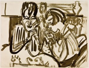 Para przy stole autorstwa Ernst Ludwig Kirchner