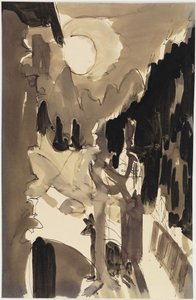 Para w blasku księżyca przed domem autorstwa Ernst Ludwig Kirchner