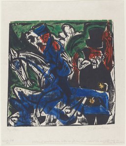 Cudowna historia Petera Schlemihla: Schlemihl spotyka małego szarego człowieka na drodze autorstwa Ernst Ludwig Kirchner