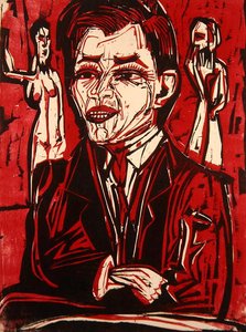 Portret dr Grohmanna (kolorowy drzeworyt) autorstwa Ernst Ludwig Kirchner