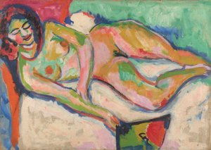 Leżący akt z wachlarzem autorstwa Ernst Ludwig Kirchner