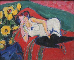 Odpoczywająca kobieta w białej koszuli autorstwa Ernst Ludwig Kirchner