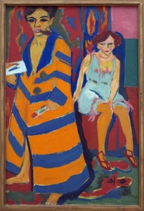 Autoportret z modelką. Obraz Ernsta Ludwiga Kirchnera (1880-1938), olej na płótnie autorstwa Ernst Ludwig Kirchner