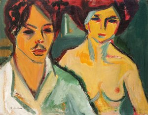 Autoportret z modelem, 1905 autorstwa Ernst Ludwig Kirchner