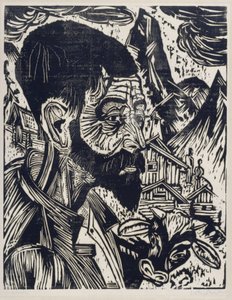 Głowa alpejskiego pasterza (Martin Schmid) autorstwa Ernst Ludwig Kirchner