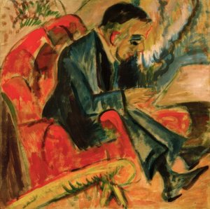 Siedzący mężczyzna na ławce w parku autorstwa Ernst Ludwig Kirchner