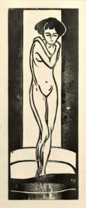 Stojąca naga dziewczyna z założonymi rękami autorstwa Ernst Ludwig Kirchner