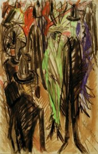 Scena uliczna z zieloną damą autorstwa Ernst Ludwig Kirchner
