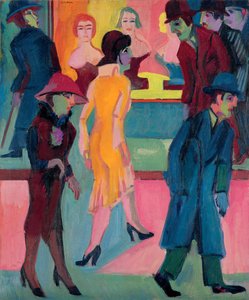 Scena uliczna przy salonie fryzjerskim; Scena uliczna przed zakładem fryzjerskim, 1926 autorstwa Ernst Ludwig Kirchner