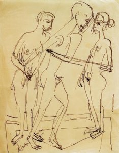 Taniec między kobietami autorstwa Ernst Ludwig Kirchner