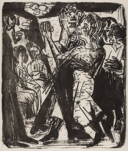 Tańcząca para chłopska. 1920 autorstwa Ernst Ludwig Kirchner