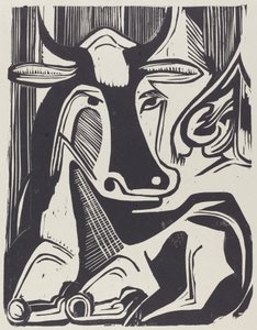 Duża krowa leżąca (Grosse Liegende Kuh) autorstwa Ernst Ludwig Kirchner