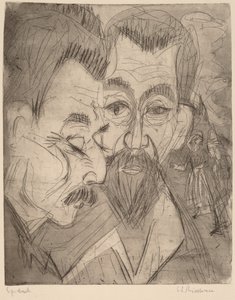 Dwie głowy chłopa autorstwa Ernst Ludwig Kirchner