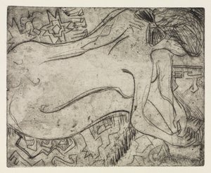 Wannsee koło Poczdamu z motorówką/Naga kobieta podczas pedikiuru autorstwa Ernst Ludwig Kirchner
