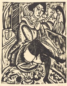Kobieta wiążąca but (Frau, Schuh Zuknopfend) autorstwa Ernst Ludwig Kirchner