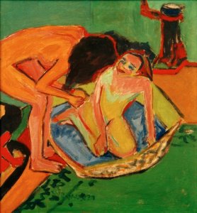 Dwa akty z wanną i piekarnikiem autorstwa Ernst Ludwig Kirchner