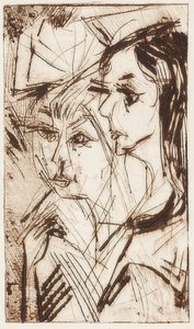 Głowy dwóch dziewczyn. 1919 autorstwa Ernst Ludwig Kirchner