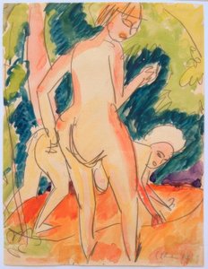 Dwie dziewczyny w kąpieli autorstwa Ernst Ludwig Kirchner