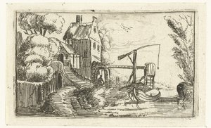 Dom lub fabryka nad kanałem Małe pejzaże (tytuł serii) autorstwa Esaias van de Velde (rejected attribution)