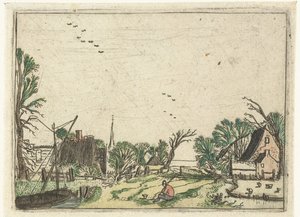 Wieś Małe pejzaże (tytuł serii) autorstwa Esaias van de Velde